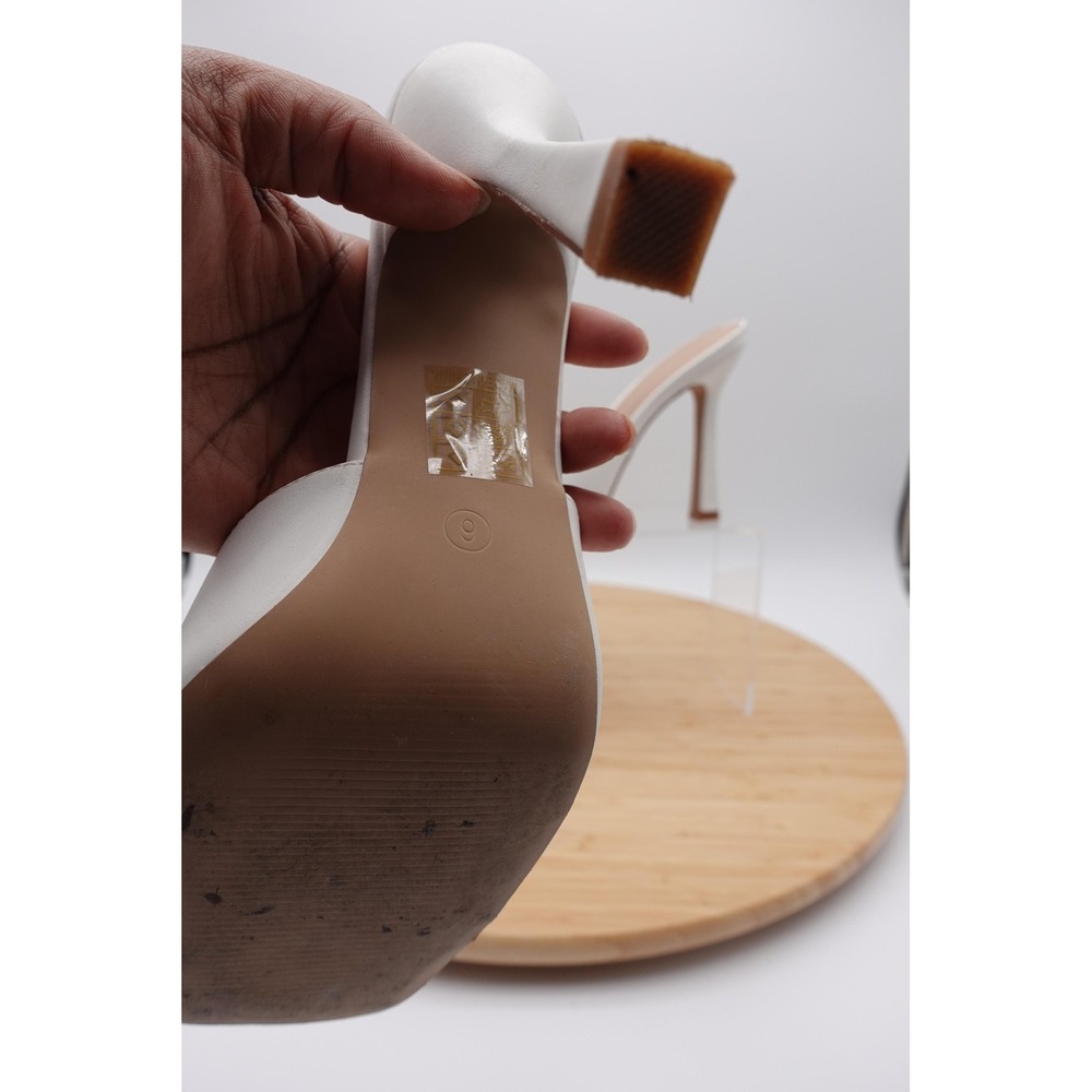 PRETTYLITTLETHING Shoes Womens Size 9 40 White Mule Stiletto Heels Slip On Dress - Picture 6 of 8